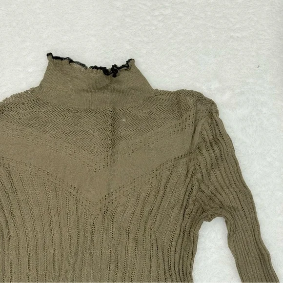 Rag & Bone Green Crochet Lace Long Sleeve Mock Neck - Picture 5 of 7